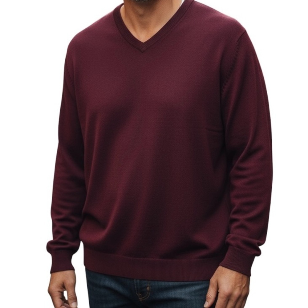 Hart Schaffner Marx Men Size 3 XB Pure Merino Wool Preppy Purple Sweater Classic